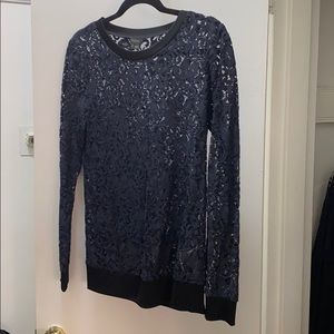 Theory Navy Lace Top
